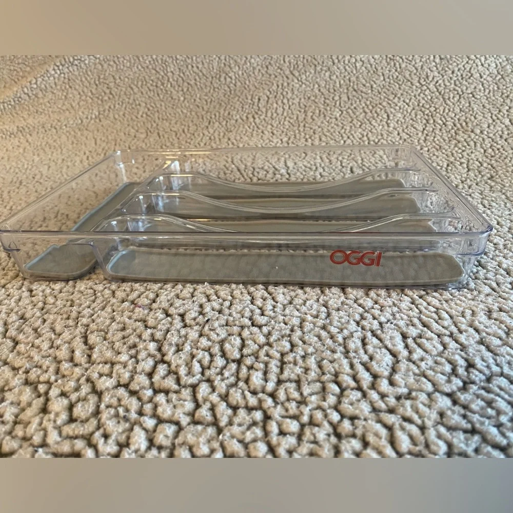 Oggi Clear Plastic Silverware Drawer Holder Organizer 5 Compartment Tray Cutlery